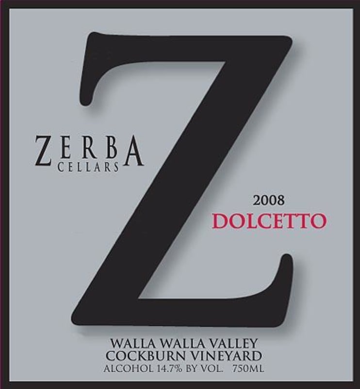 Zerba Cellars Dolcetto 2008 Front Label