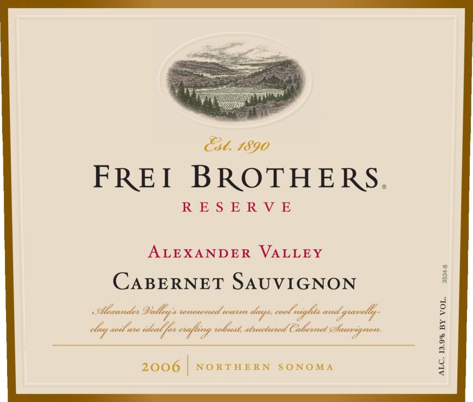 Frei Brothers Reserve Cabernet Sauvignon 2006 Front Label
