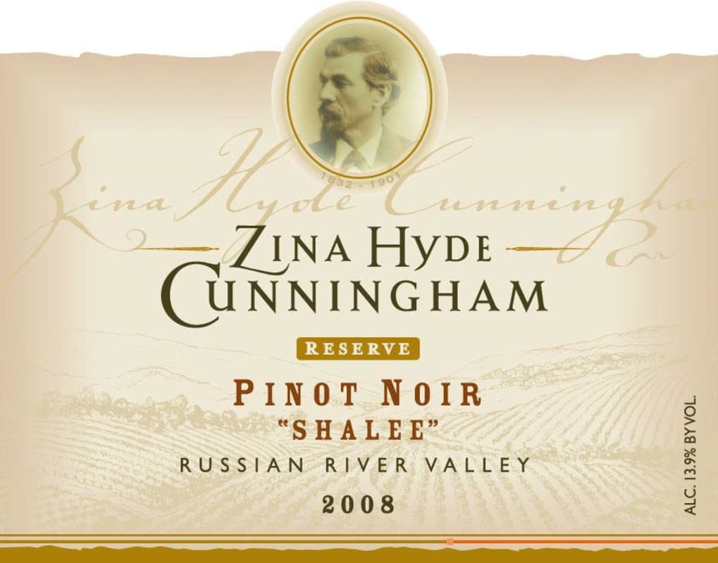 Zina Hyde Cunningham Shalee Reserve Pinot Noir 2008 Front Label