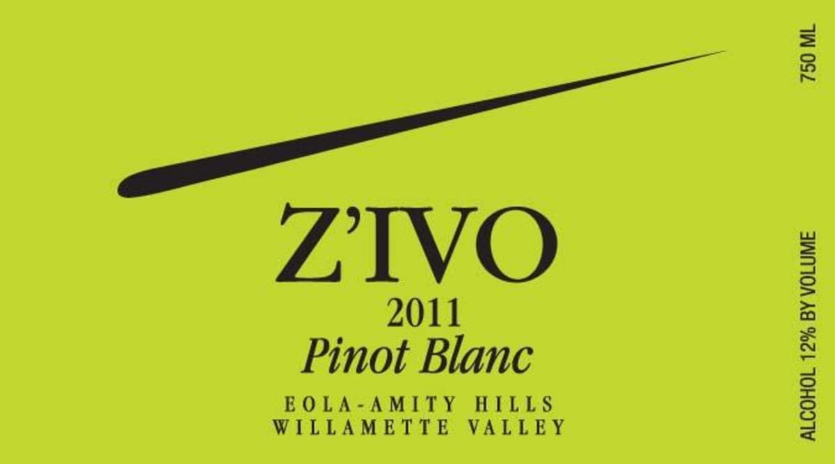 Zivo Wines Pinot Blanc 2011 Front Label