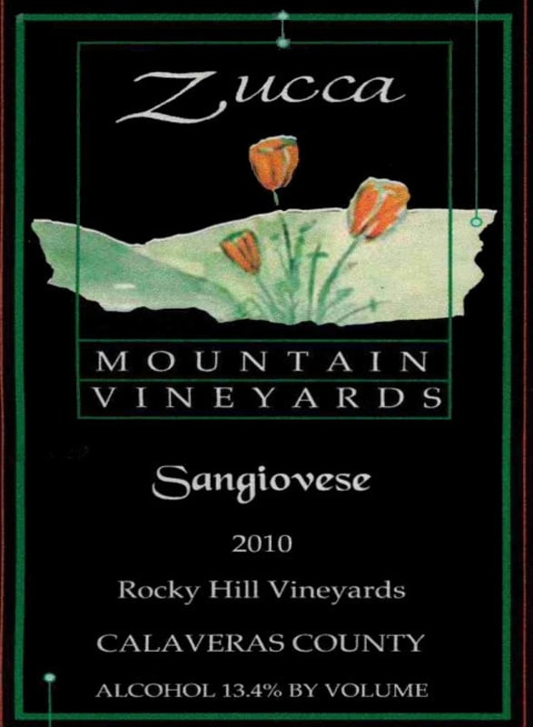 Zucca Mountain Vineyards Rocky Hill Sangiovese 2010 Front Label