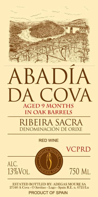 Abadia da Cova Ribeira Sacra 2009 Front Label