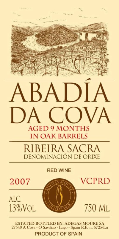 Abadia da Cova Ribeira Sacra 2007 Front Label