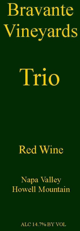 Bravante Vineyards Trio Claret 2005 Front Label