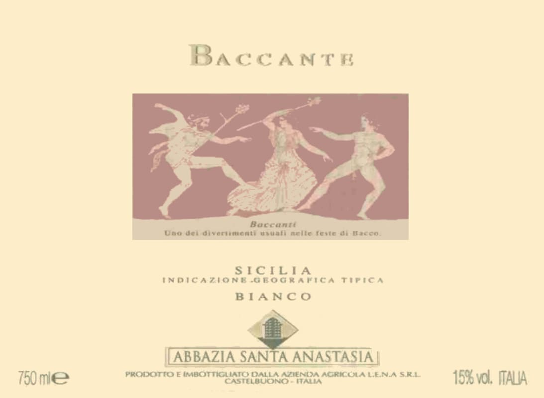 Santa Anastasia Baccante Sicilia Bianco 2004 Front Label