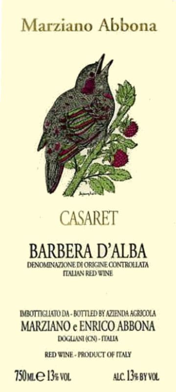 Abbona Casaret Barbera d'Alba 2014 Front Label