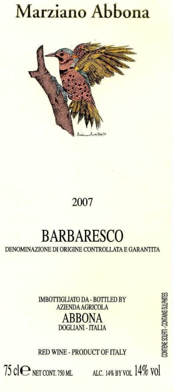 Abbona Barbaresco 2007 Front Label