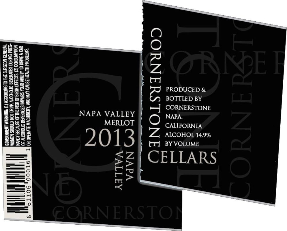 Cornerstone Cellars Merlot 2013 Front Label