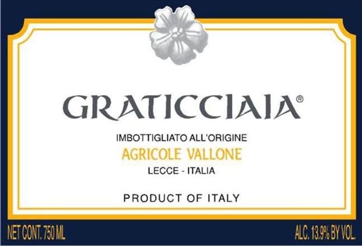 Agricole Vallone Graticciaia Rosso Passito 2001 Front Label