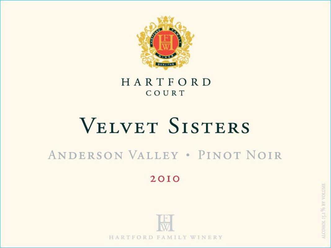 Hartford Velvet Sisters Vineyard Pinot Noir 2010 Front Label