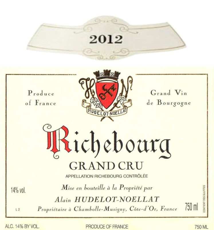 Hudelot-Noellat Richebourg Grand Cru 2012 Front Label