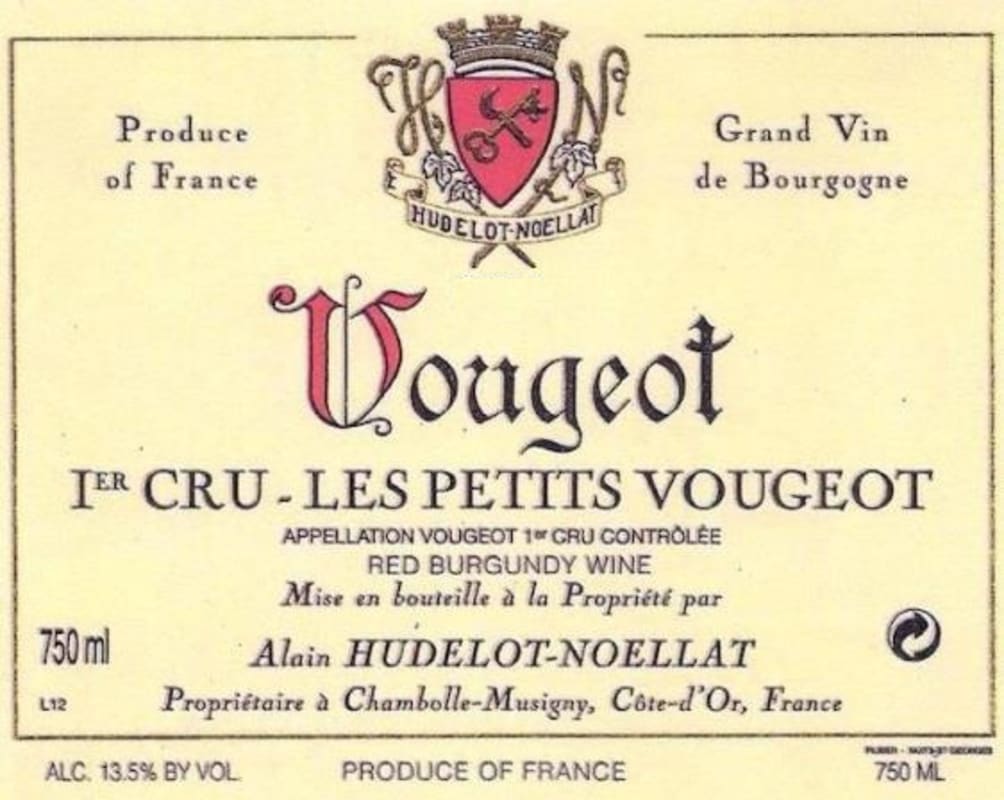 Hudelot-Noellat Vougeot Premier Cru 2011 Front Label