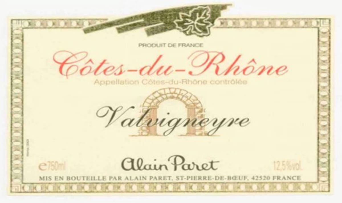 Alain Paret Valvigneyre 2010 Front Label