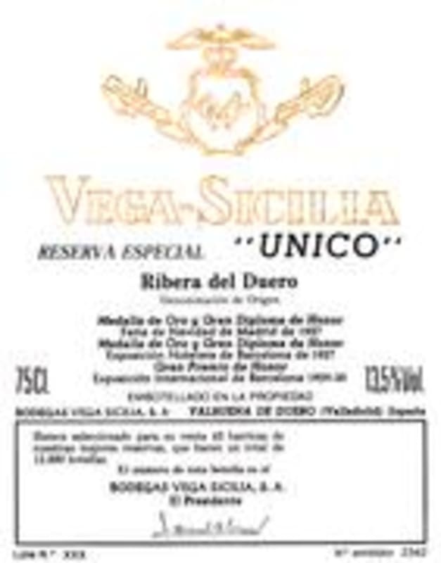 Tempos Vega Sicilia Unico Tinto 1968 Front Label