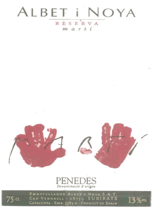 Albet I Noya Marti Reserva 2000 Front Label