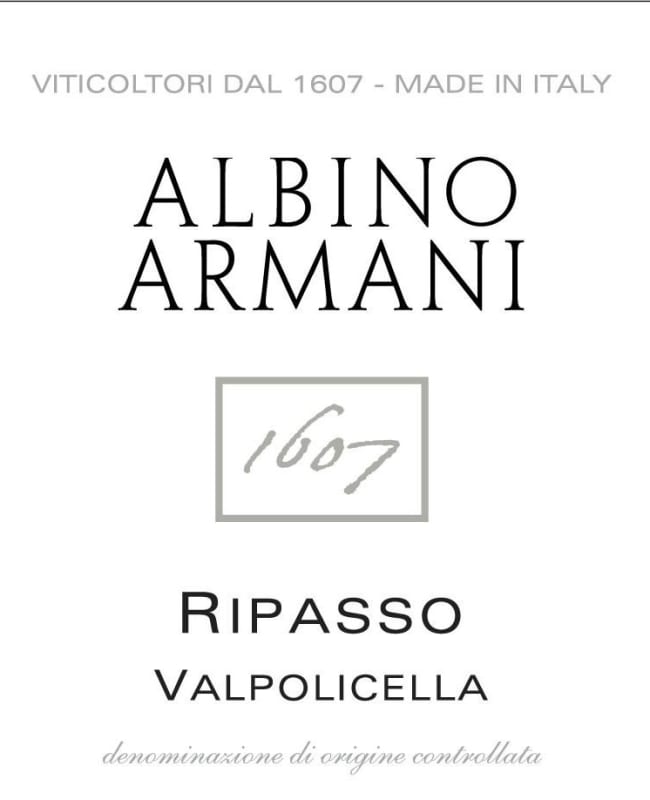 Albino Armani Ripasso Valpolicella 1607 2013 Front Label