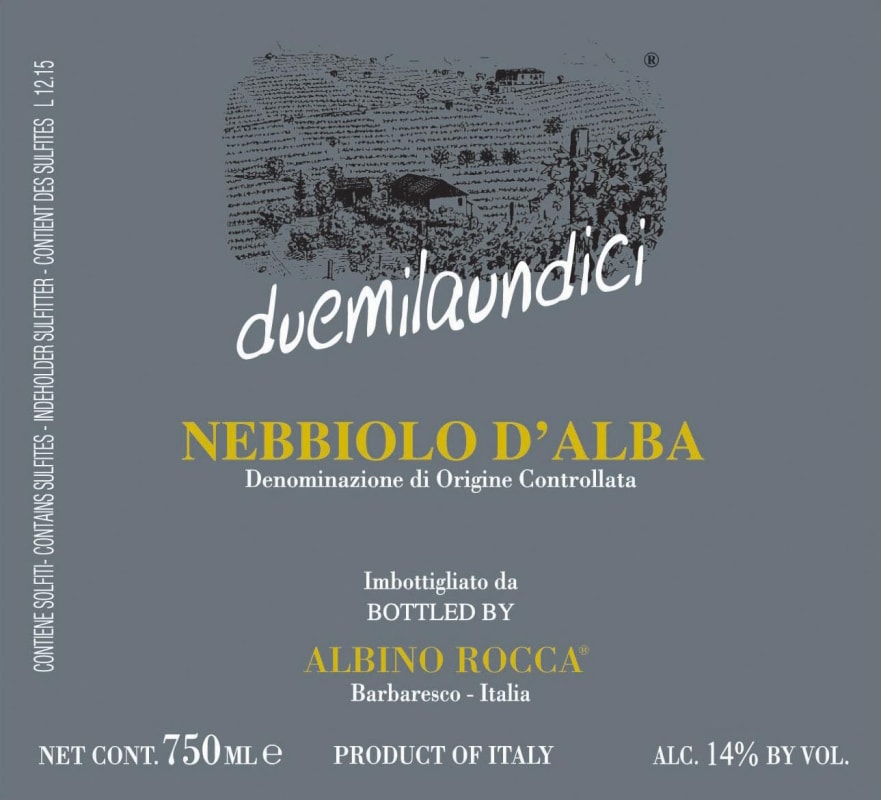 Albino Rocca Duemilasette 2012 Front Label