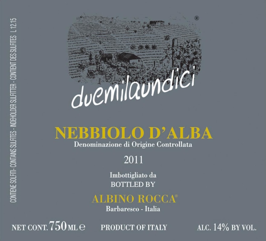 Albino Rocca Duemilasette 2011 Front Label