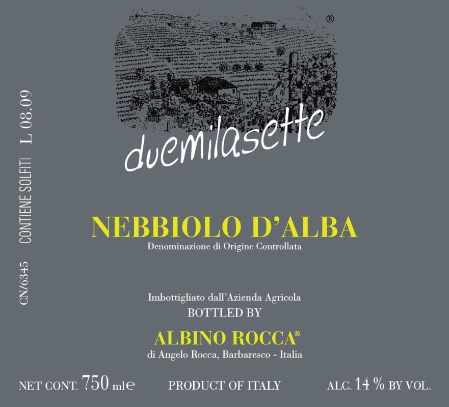 Albino Rocca Duemilaundici 2008 Front Label