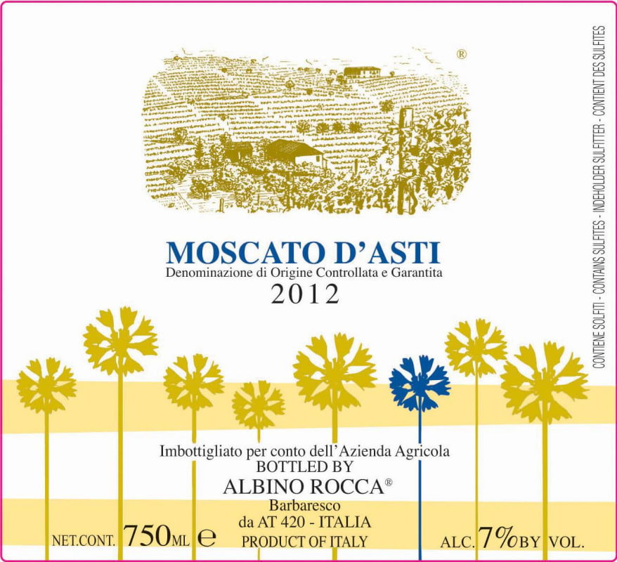 Albino Rocca Moscato d'Asti 2012 Front Label