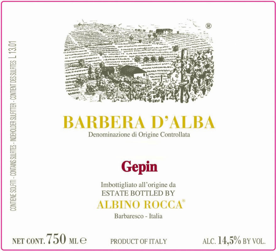 Albino Rocca Gepin Barbera d'Alba 2014 Front Label