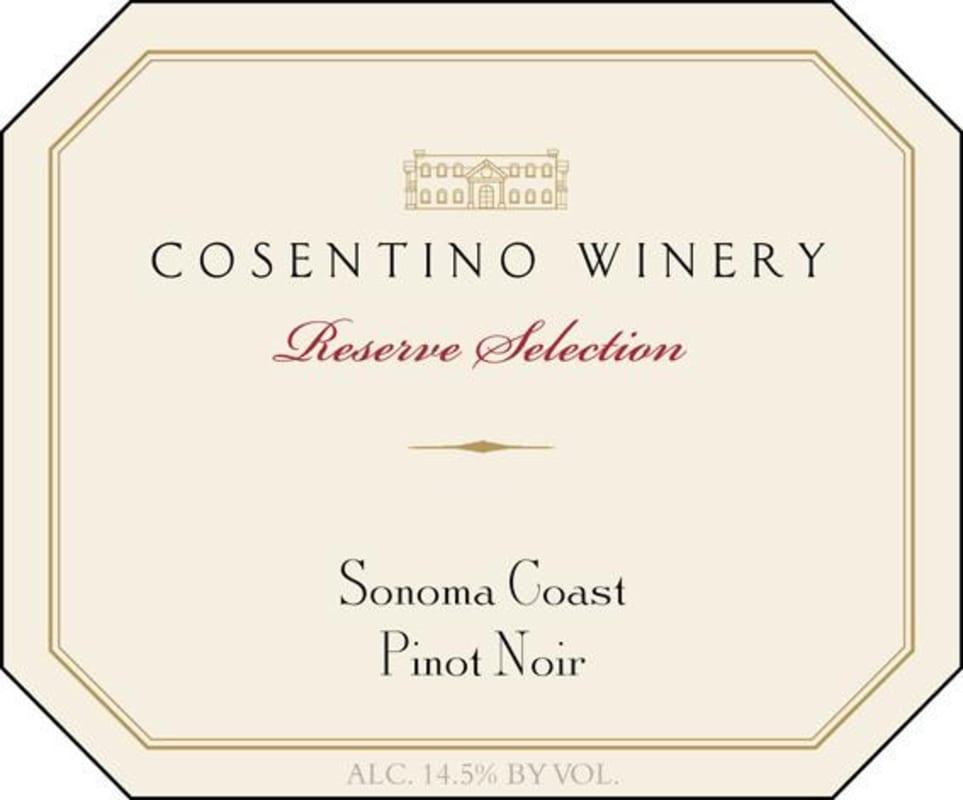 Cosentino Reserve Selection Pinot Noir 2012 Front Label