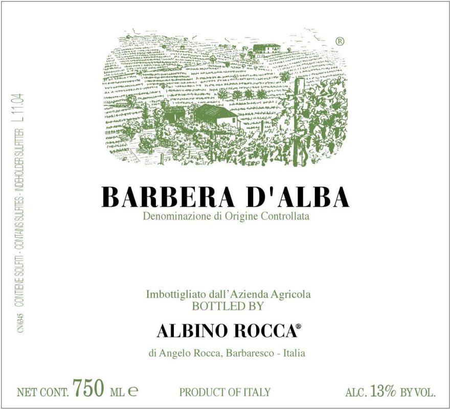 Albino Rocca Barbera d'Alba 2015 Front Label