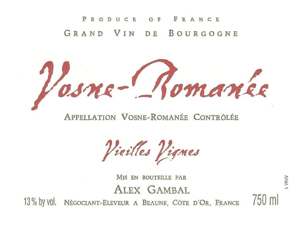 Alex Gambal Vosne-Romanee Vieilles Vignes 2004 Front Label