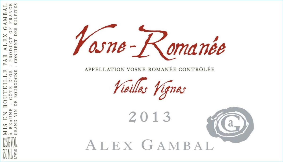 Alex Gambal Vosne-Romanee Vieilles Vignes 2013 Front Label