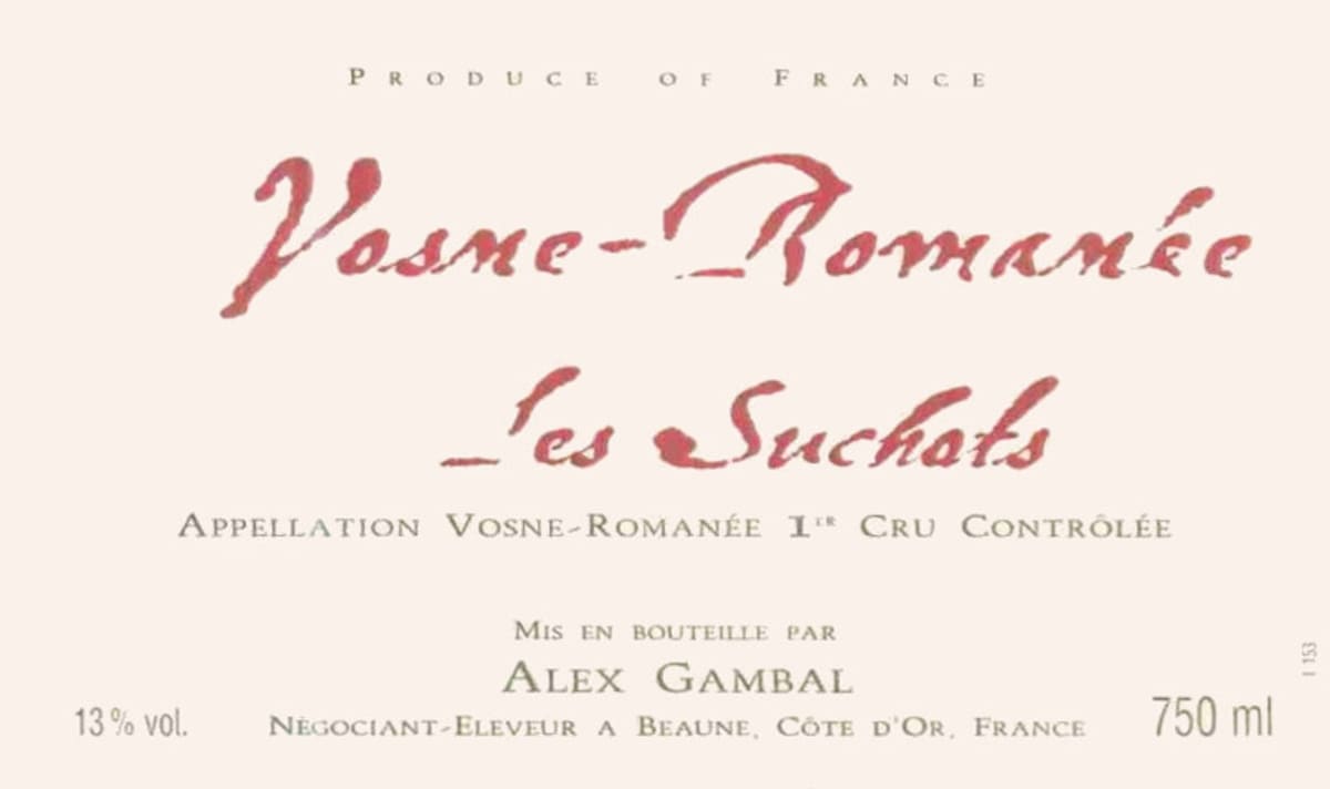 Alex Gambal Vosne-Romanee Les Suchats 1999 Front Label