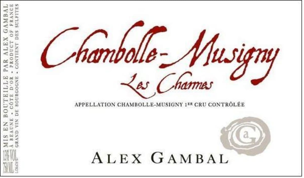 Alex Gambal Chambolle Musigny Les Charmes 2008 Front Label