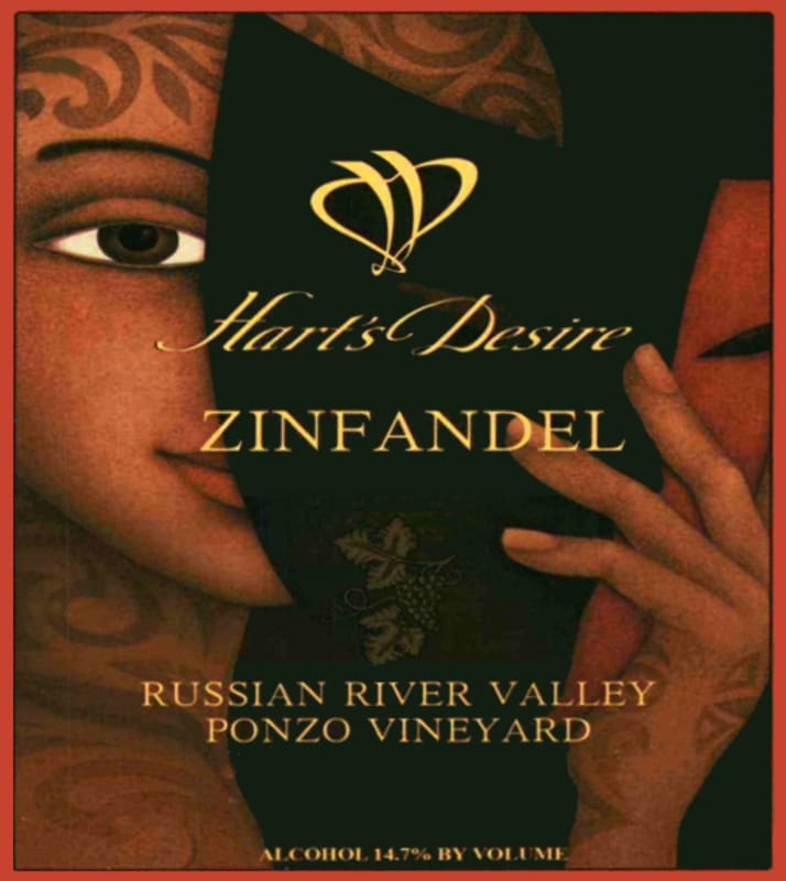 Hart's Desire Wines Ponzo Vineyard Zinfandel 2014 Front Label