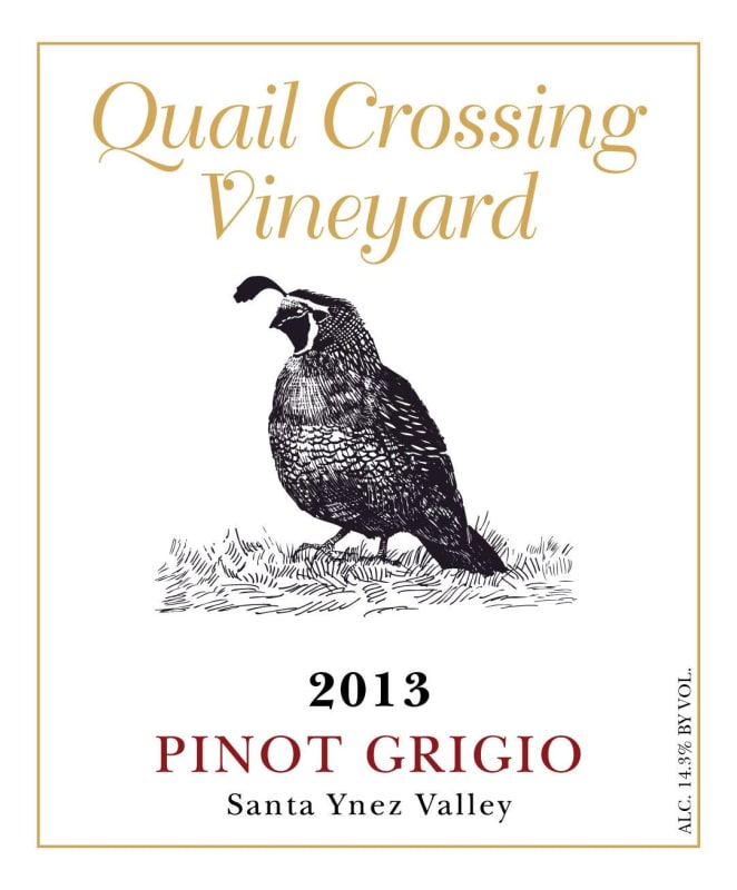 Costa de Oro Quail Crossing Vineyard Pinot Grigio 2013 Front Label