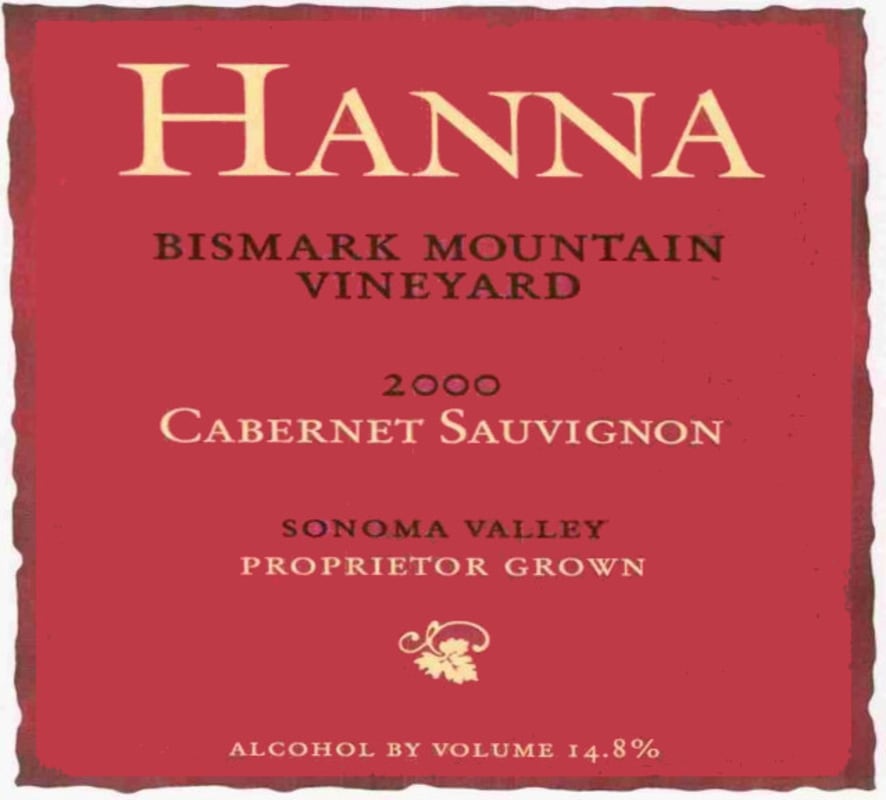 Hanna Bismark Mountain Vineyard Cabernet Sauvignon 2000 Front Label