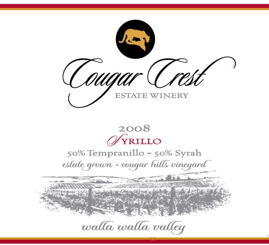 Cougar Crest Syrillo Red 2008 Front Label