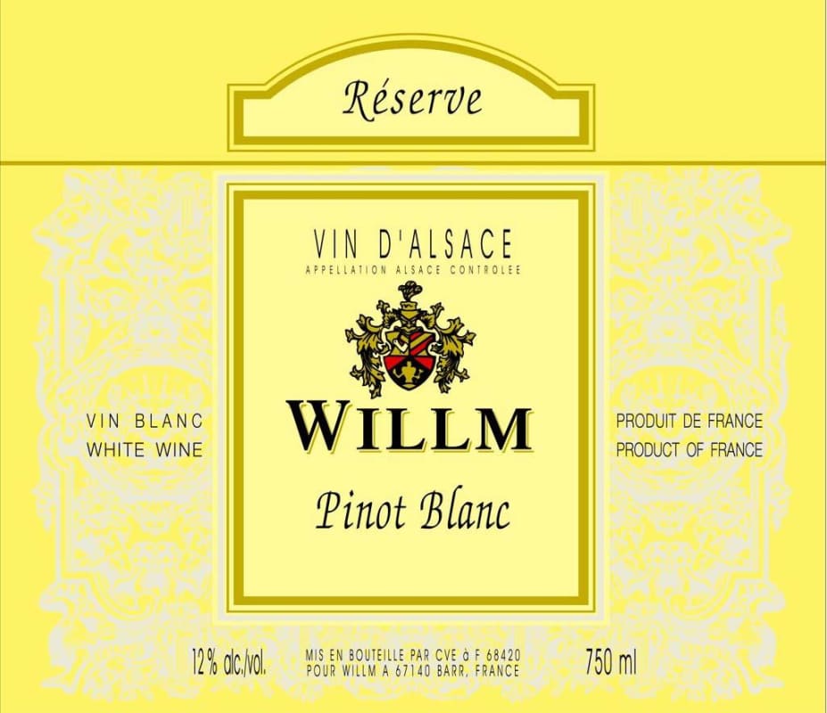 Willm Reserve Pinot Blanc 2014 Front Label
