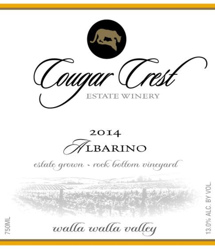 Cougar Crest Albarino 2014 Front Label