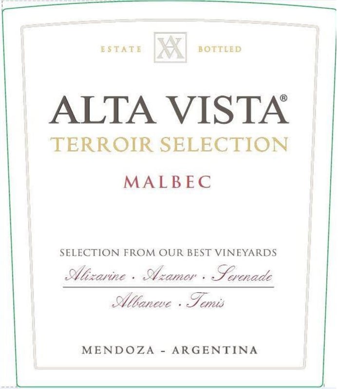 Alta Vista Malbec Terroir Selection 2012 Front Label