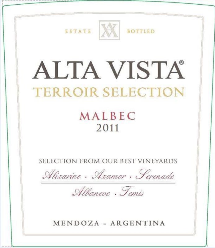 Alta Vista Malbec Terroir Selection 2011 Front Label