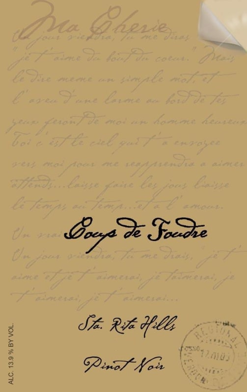 Coup de Foudre Sta. Rita Hills Pinot Noir 2012 Front Label