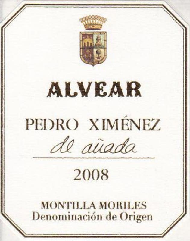 Alvear Pedro Ximenez de Anada Sherry 2008 Front Label