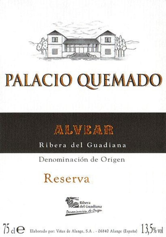 Alvear Bodega Palacio Quemado Reserva 2003 Front Label