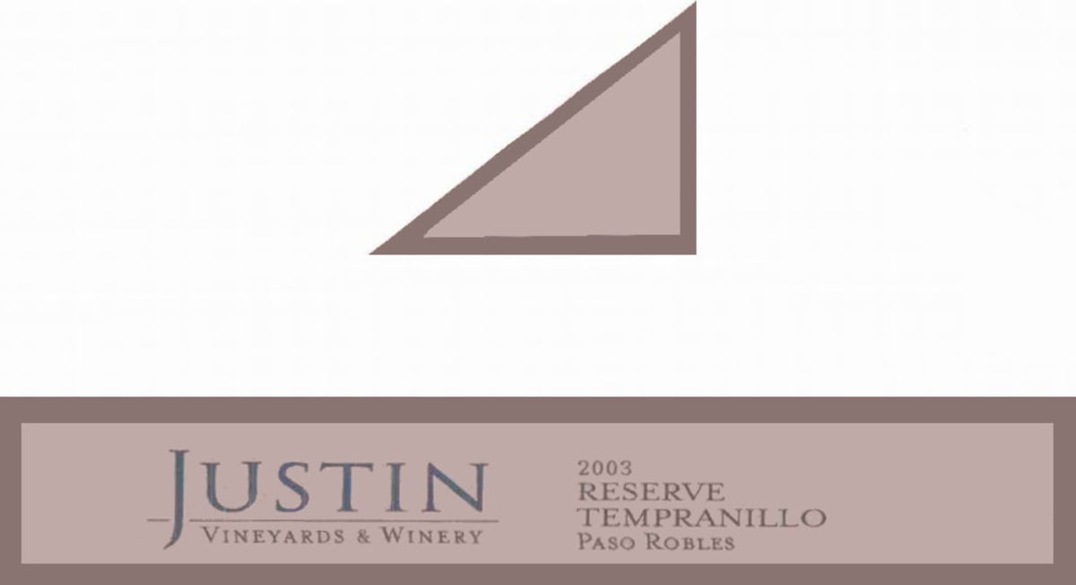 Justin Reserve Tempranillo 2003 Front Label
