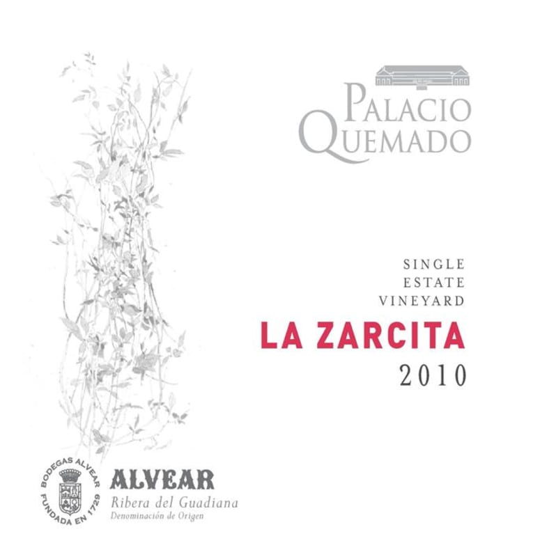 Alvear Bodega Palacio Quemado La Zarcita 2010 Front Label