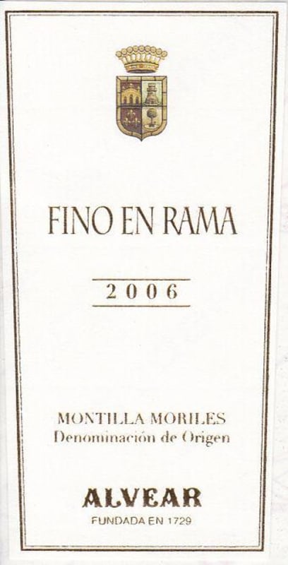 Alvear Fino En Rama 2006 Front Label