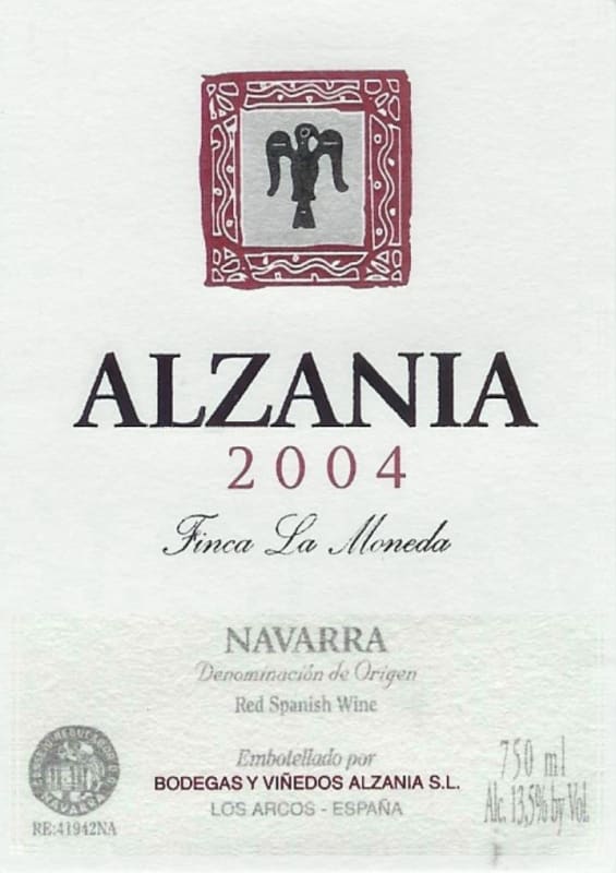 Alzania Finca la Moneda 2004 Front Label