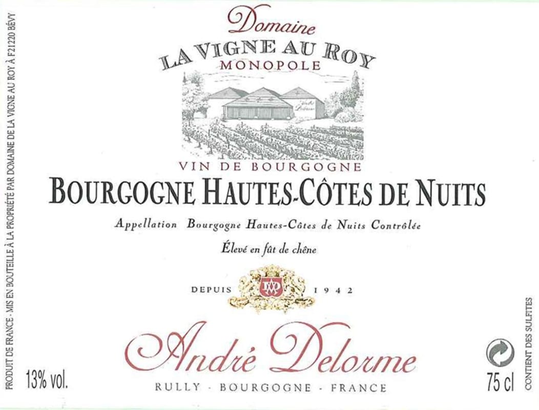 Andre Delorme La Vigne au Roy Bourgogne Hautes-Cotes de Nuits 2014 Front Label