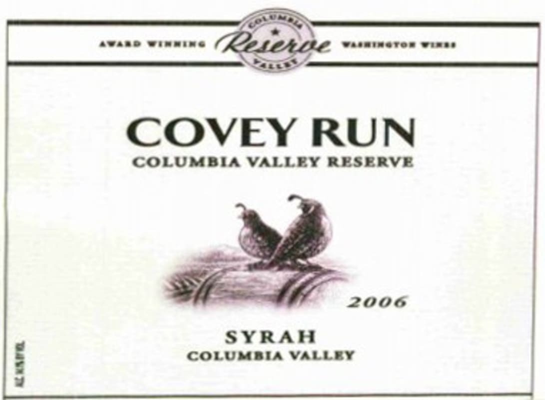 Covey Run Reserve Syrah 2006 Front Label