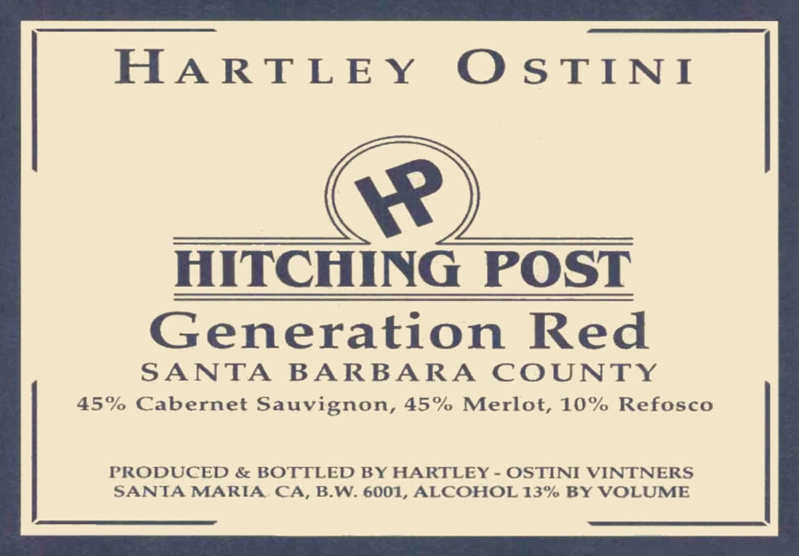 Hitching Post Hartley Ostini Gen Red 2006 Front Label
