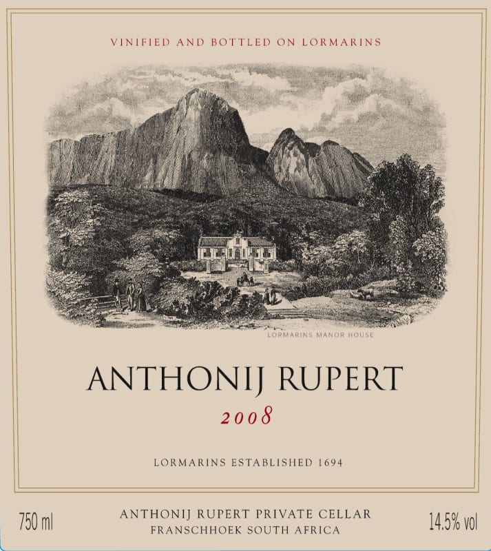 Anthonij Rupert Red Blend 2008 Front Label